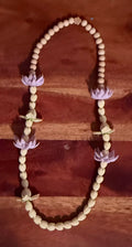 Purple Yellow w/Pikake & Light Wood Lei