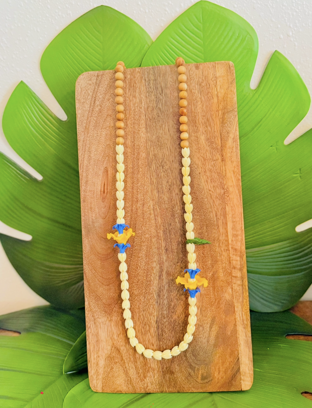 Grad Lei Yellow Hibiscus and Blue