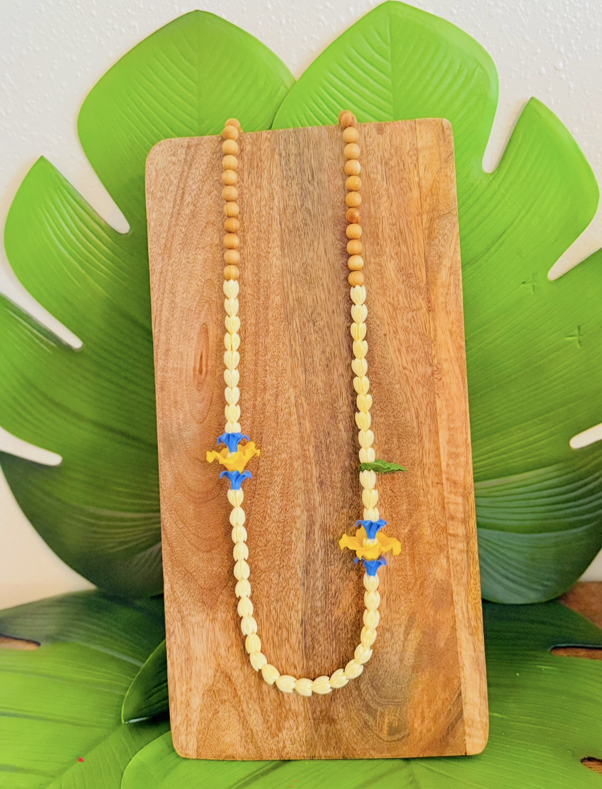 Grad Lei Yellow Hibiscus and Blue