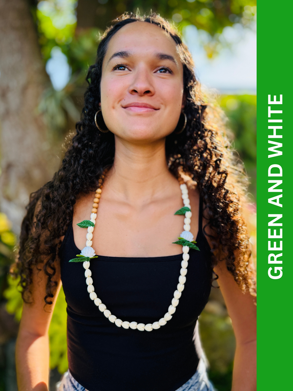 Green and White Ulu Lei