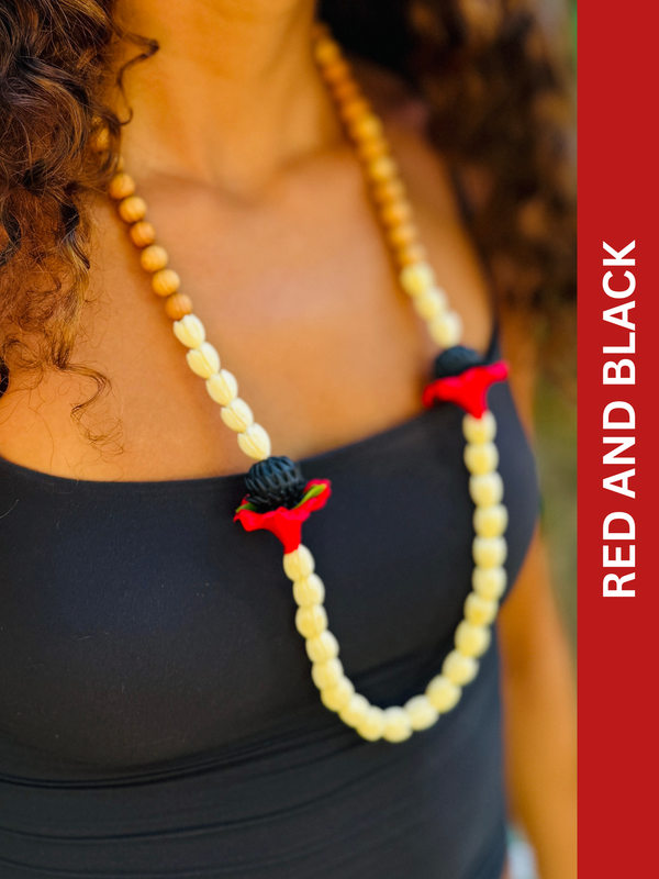 Red and Black Ulu Lei